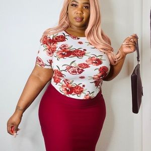 2 piece skirt and floral shirt